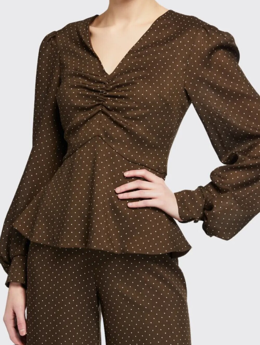 AlexisAvani Long-Sleeve Printed Peplum Top